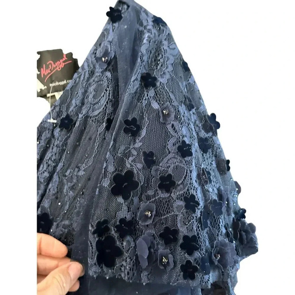NWT Mac Duggal 67712 Bell Sleeve Lace Dress MIDNIGHT BLUEBERRY $698 size 16 - Picture 8 of 14
